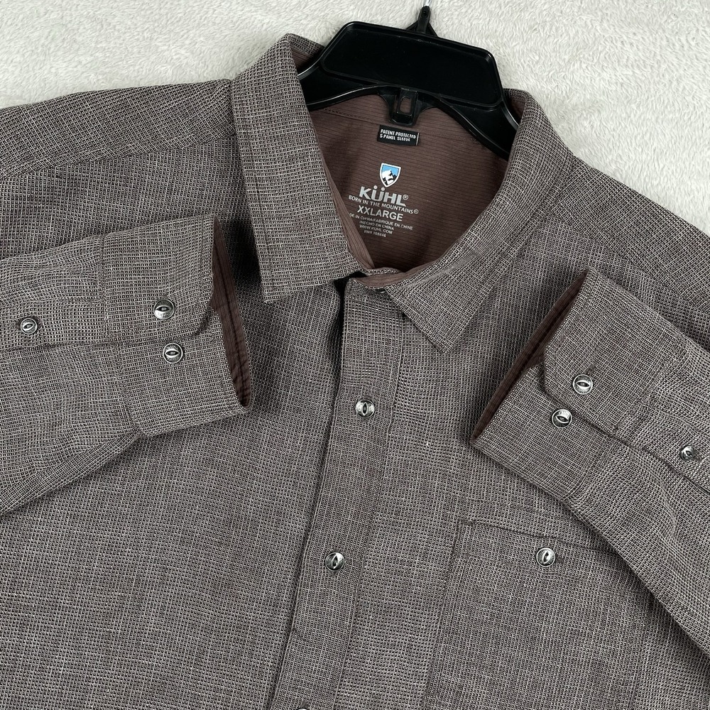 Kuhl Uproar 5 Panel Shirt Mens 2XL Brown Nylon Canvas Button Up Hiking Gorpcore